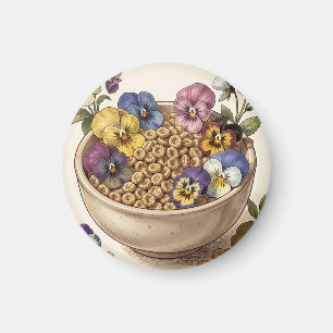 Imán Tazón de cereal de flor de pensamiento caprichosa