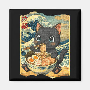Imán Tazón de fideos ramen de gato negro kawaii diverti