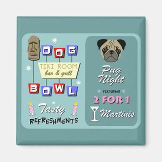 Imán Tazón de perro Pug Bowling Tiki Night