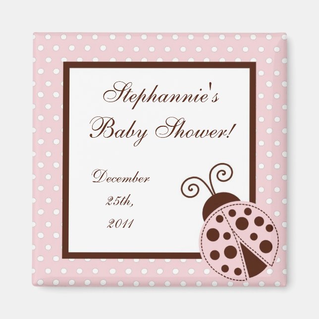 Imán {TBA} 2"x2" Pink Ladybug Party Favnet (Frente)