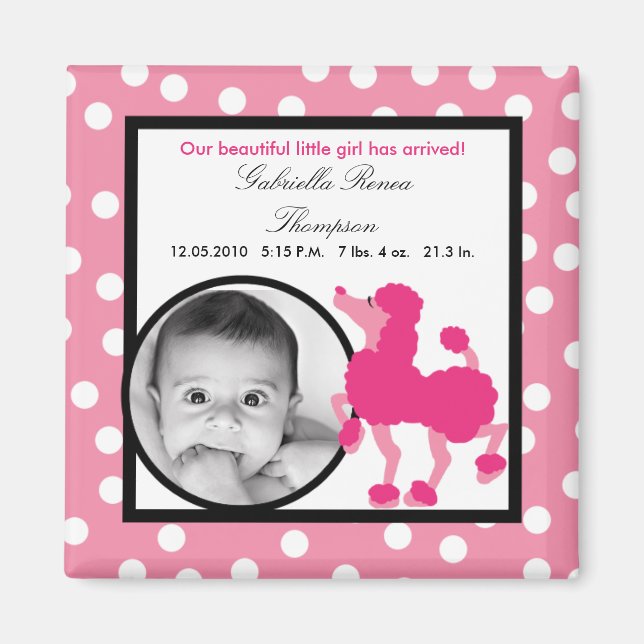Imán {TBA} 2"x2"Pink Poodle Paris Invitación Magnet (Frente)