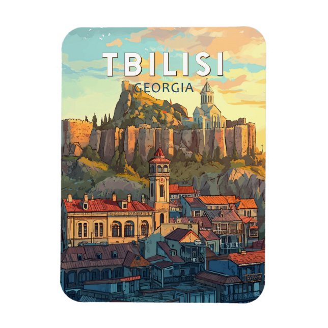 Imán Tbilisi Georgia Ilustracion Viaje al arte (Vertical)