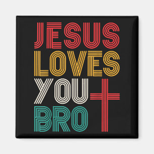 Imán Te Ama Jesús Hermano Fe Cristiana Tipografía Retro