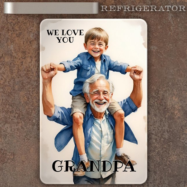 Imán Te Aman Abuelo Foto Flexi Magnet (Flexible magnet featuring your custom photo. You can customize the "We love you grandpa" texts)