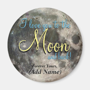 Imán Te amo a la luna y a la parte posterior
