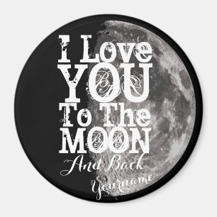 Imán Te amo a la luna y a la parte posterior con su