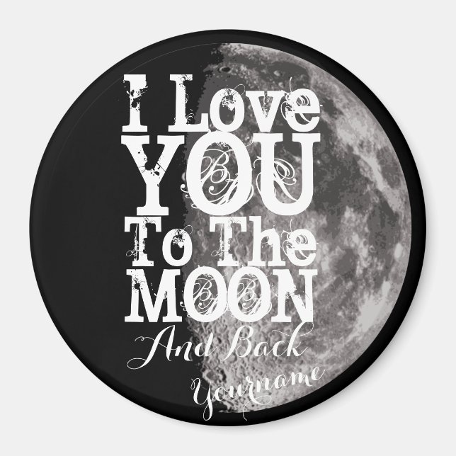 Imán Te amo a la luna y a tu nombre (Frente)