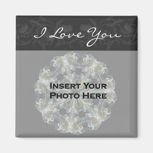 Imán Te Amo Black Floral Personalizable Photo Magnet