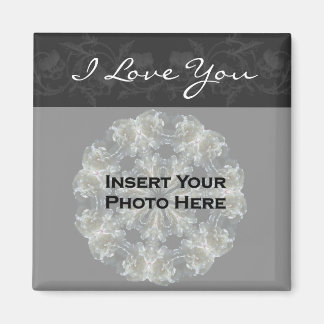 Imán Te Amo Black Floral Personalizable Photo Magnet