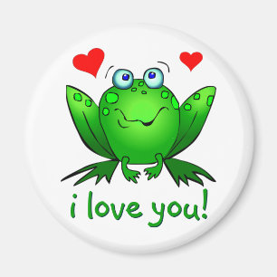 Imán Te amo blanco verde lindo de la rana del dibujo
