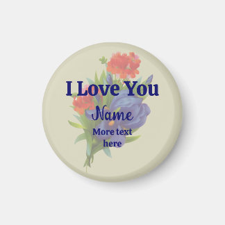Imán Te Amo Blue Iris Flower Bouquet Personalizado