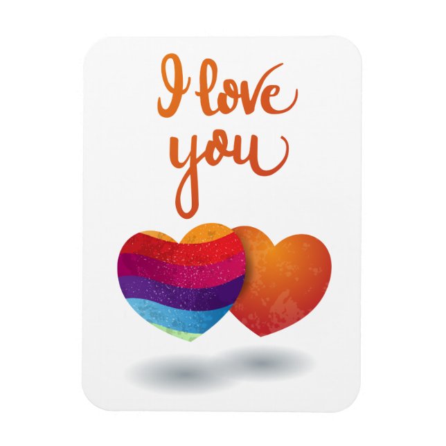 Imán Te amo con un par de corazones (Vertical)