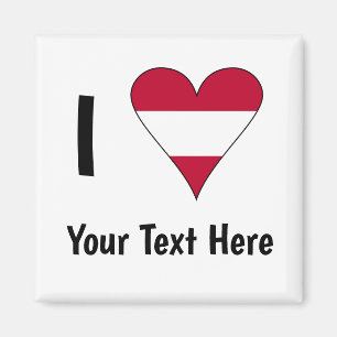 Imán Te amo (Corazón de Bandera Austriaca) tu texto