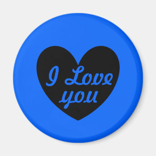 Imán "Te amo", corazón negro en azul