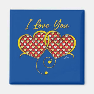 Imán Te Amo Diseño Corazones de Oro