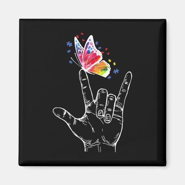 Imán Te Amo El Autismo De La Mariposa Del Idioma Del Ró (Frente)