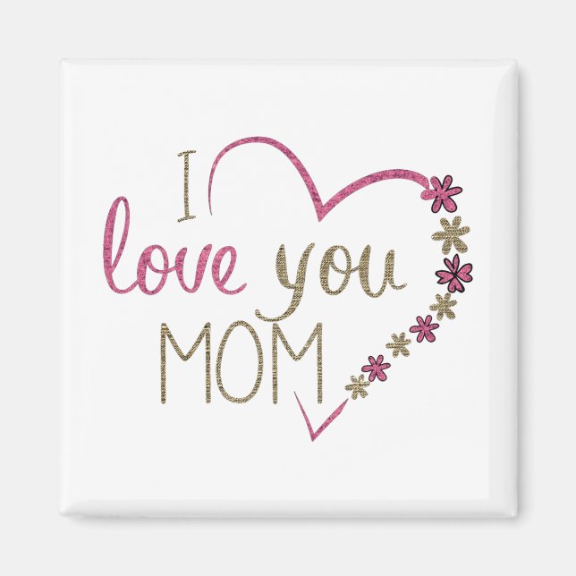Imán Te Amo El Corazón Purpurina De Mamá (Frente)