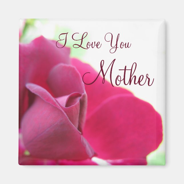 Imán Te amo el Día de la Madre Rosa Blanda (Frente)