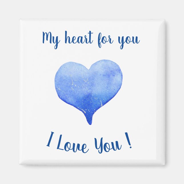 Imán Te Amo El día de San Valentín Cute Blue Heart (Frente)