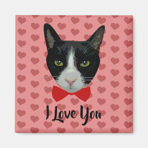 Imán Te amo - Gato de Tuxedo con corbata