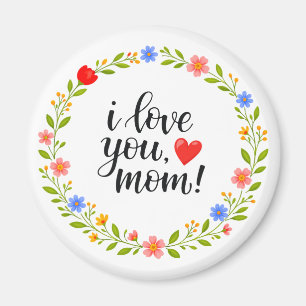 Imán Te Amo Mamá Día de la Madre Caligrafía Floral   
