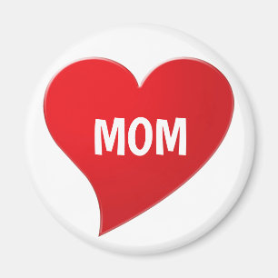 Imán Te amo mamá, letras blancas de corazón rojo lind