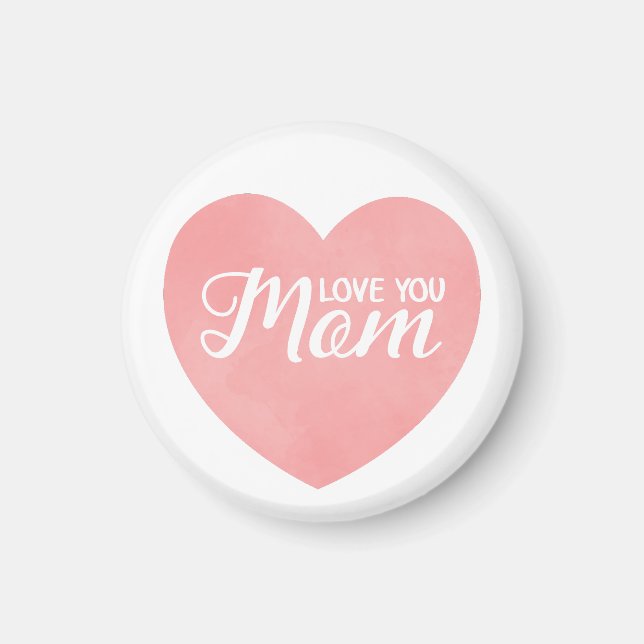 Imán Te amo, mamá manda mensajes, madre de corazón rosa (Frente)