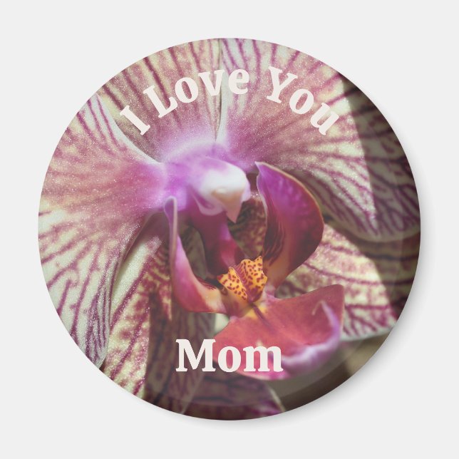 Imán Te Amo Mamá Orquídea Flor De Cerca (Frente)