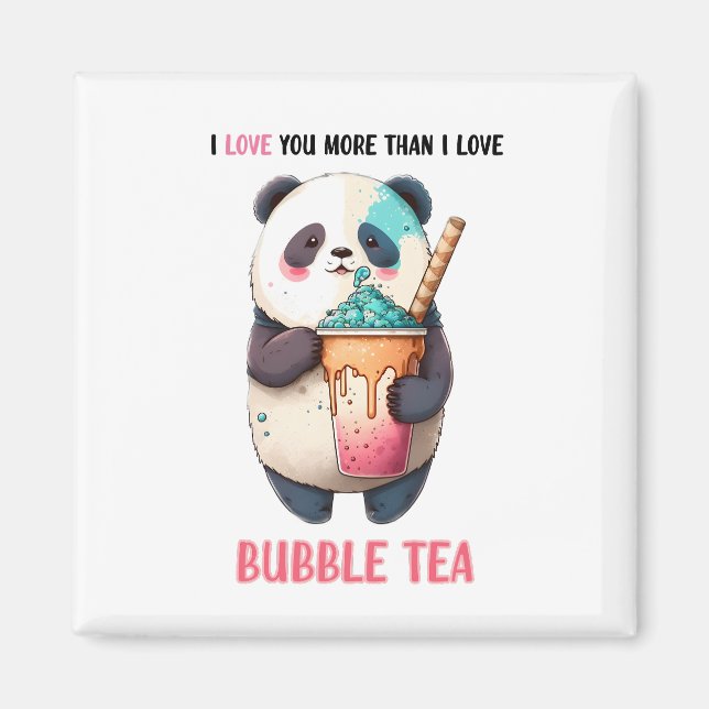 Imán Te amo más que el té burbuja kawaii panda (Frente)