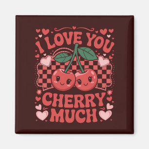 Imán Te Amo Mucho Cereza Groovy Lindo Fruta San Valentí