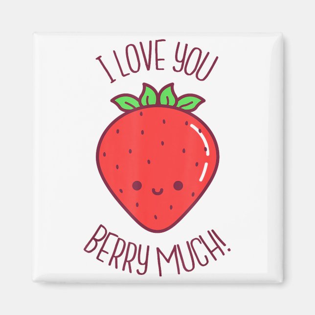 Imán Te Amo Mucho Fresa Kawaii San Valentín (Frente)