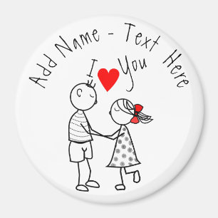 Imán Te Amo - Pareja Cuta - Texto Personalizado / Nombr