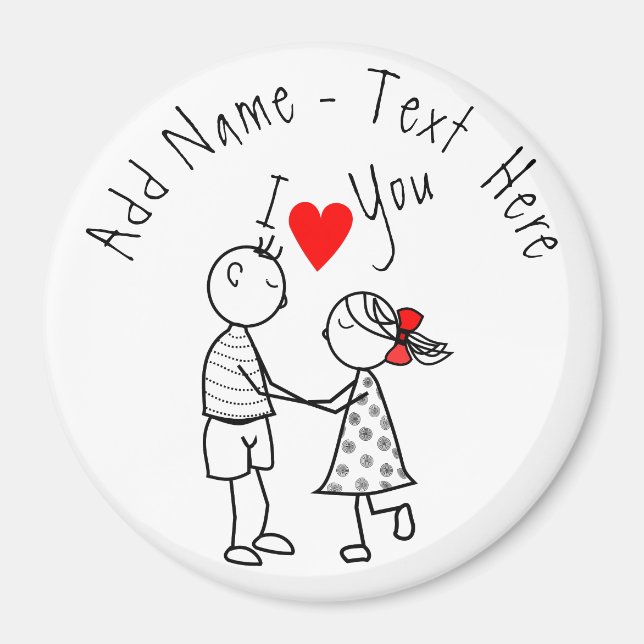 Imán Te Amo - Pareja Cuta - Texto Personalizado / Nombr (Frente)