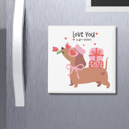 Imán Te amo Perro francés de Dachshund, cuatro veces ad