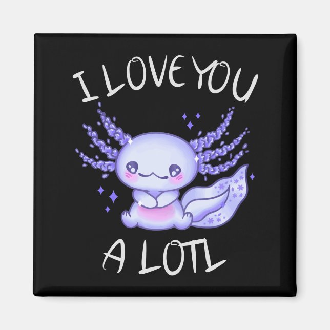 Imán Te amo un montón Axolotl en el amor Faux Canvas Pr (Frente)