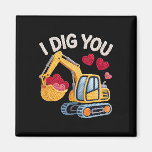 Imán Te Cavo Lindo Diseño de San Valentín de Excavadora
