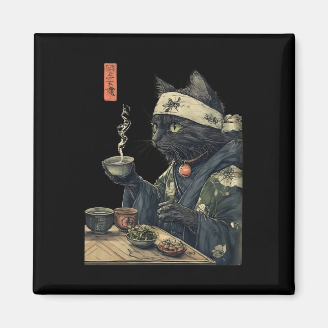 Imán Té de bebida para gato Té japonés Ceremonia de art (Frente)