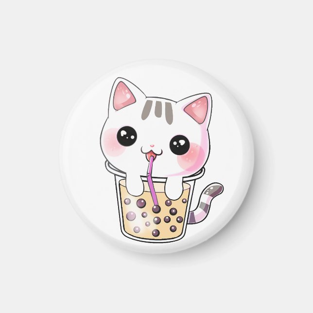 Imán té de burbuja de gatos de Kawaii (Frente)
