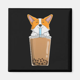 Imán Té de Leche Boba Kawaii Corgi Cachorro Anime Japon