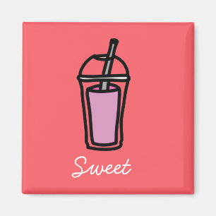 Imán té de leche con burbujas rosadas