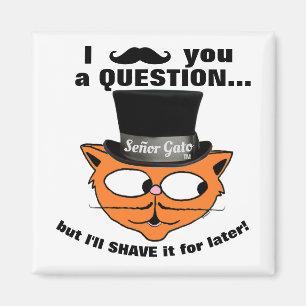 Imán "Te debo una pregunta" Señor Gato gato sombrero al