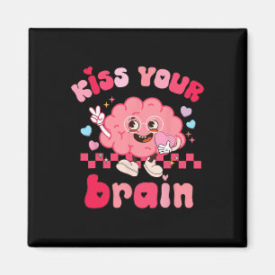 Imán Té del Día de San Valentín Retro Besar Tu Cerebro