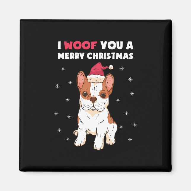 Imán Te Deseo una Feliz Navidad Bulldog Francés Amor Pe (Frente)