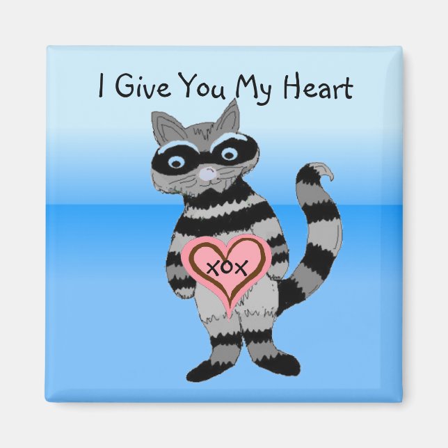 Imán Te doy mi corazón Mapache (Frente)