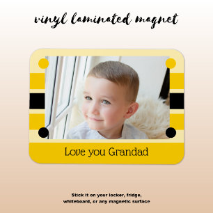 Imán Te encanta Grandad foto en amarillo y negro