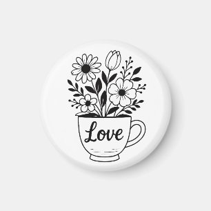 Imán Té negro de bonito con diseño de flores