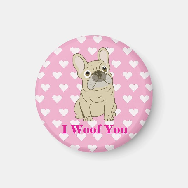 Imán Te quiero - corazones de Bulldog Francés (Frente)