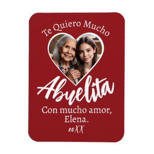 Imán Te quiero mucho abuelita con foto personalizada