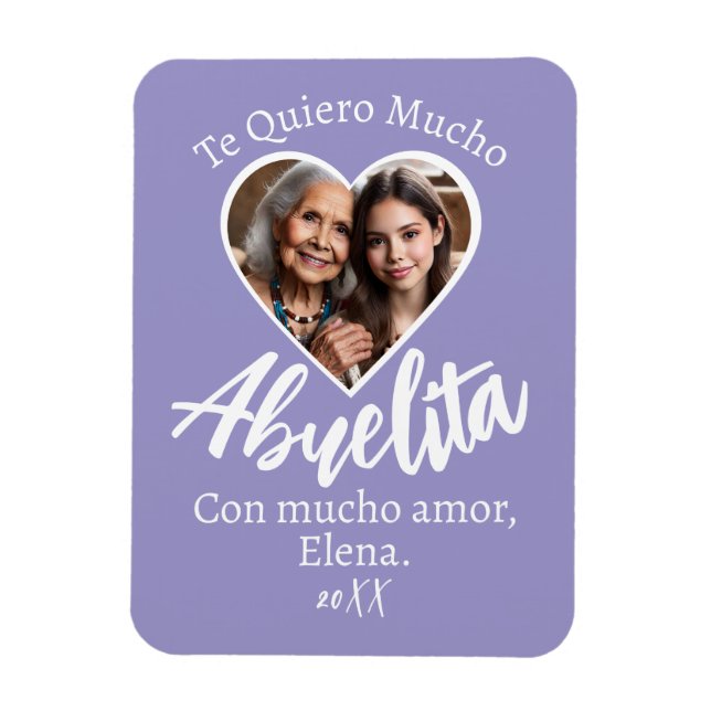 Imán Te quiero mucho abuelita con foto personalizada (Vertical)