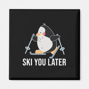 Imán Te Vemos Más Tarde Pingüino De Esquí Invierno Navi